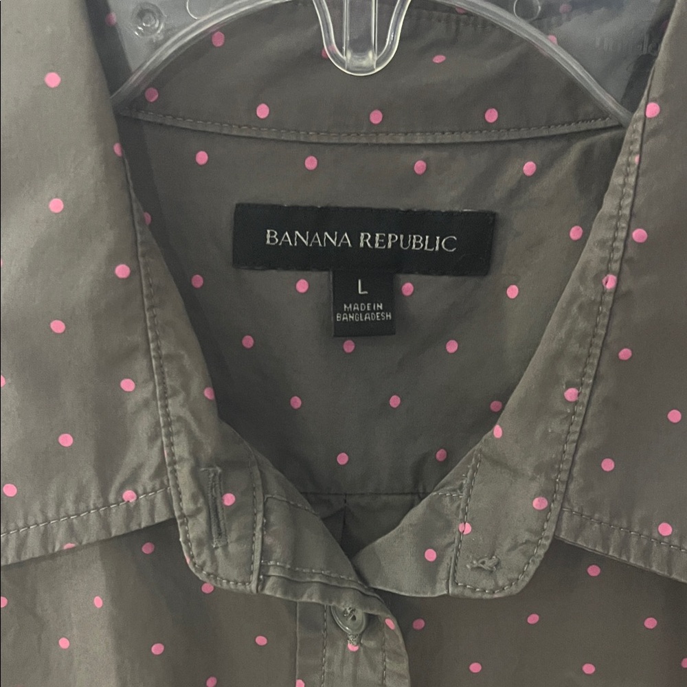 Banana Republic Button Down‎ Shirt with Pink Dots - Picture 2 of 7
